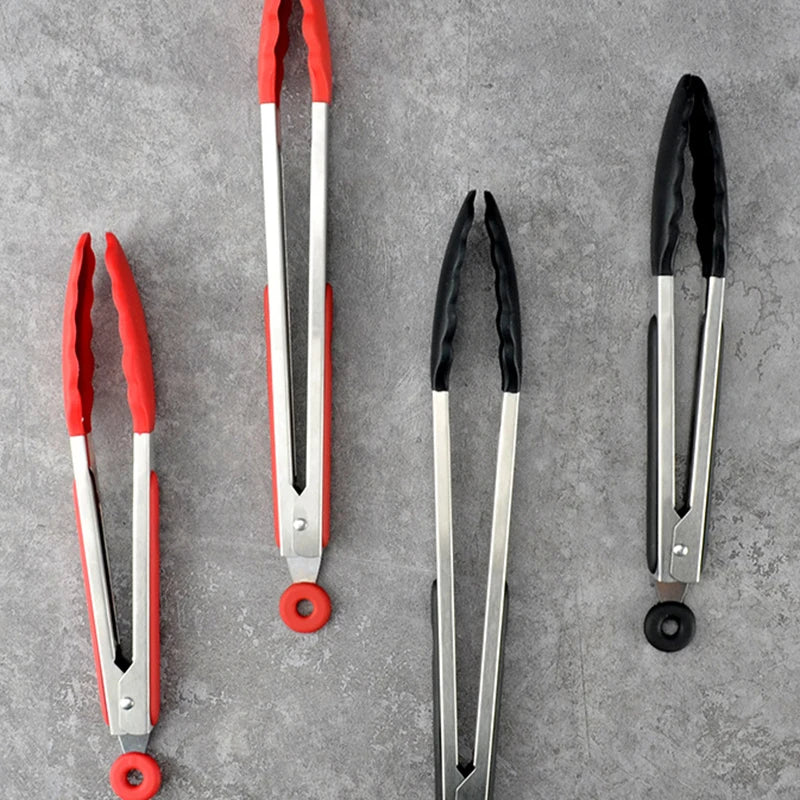 1PC 7/9/12Inch Silicone Kitchen Bbq Stainless Steel Silicone Kitchen Bbq Steak Bbq Bread Food Clip