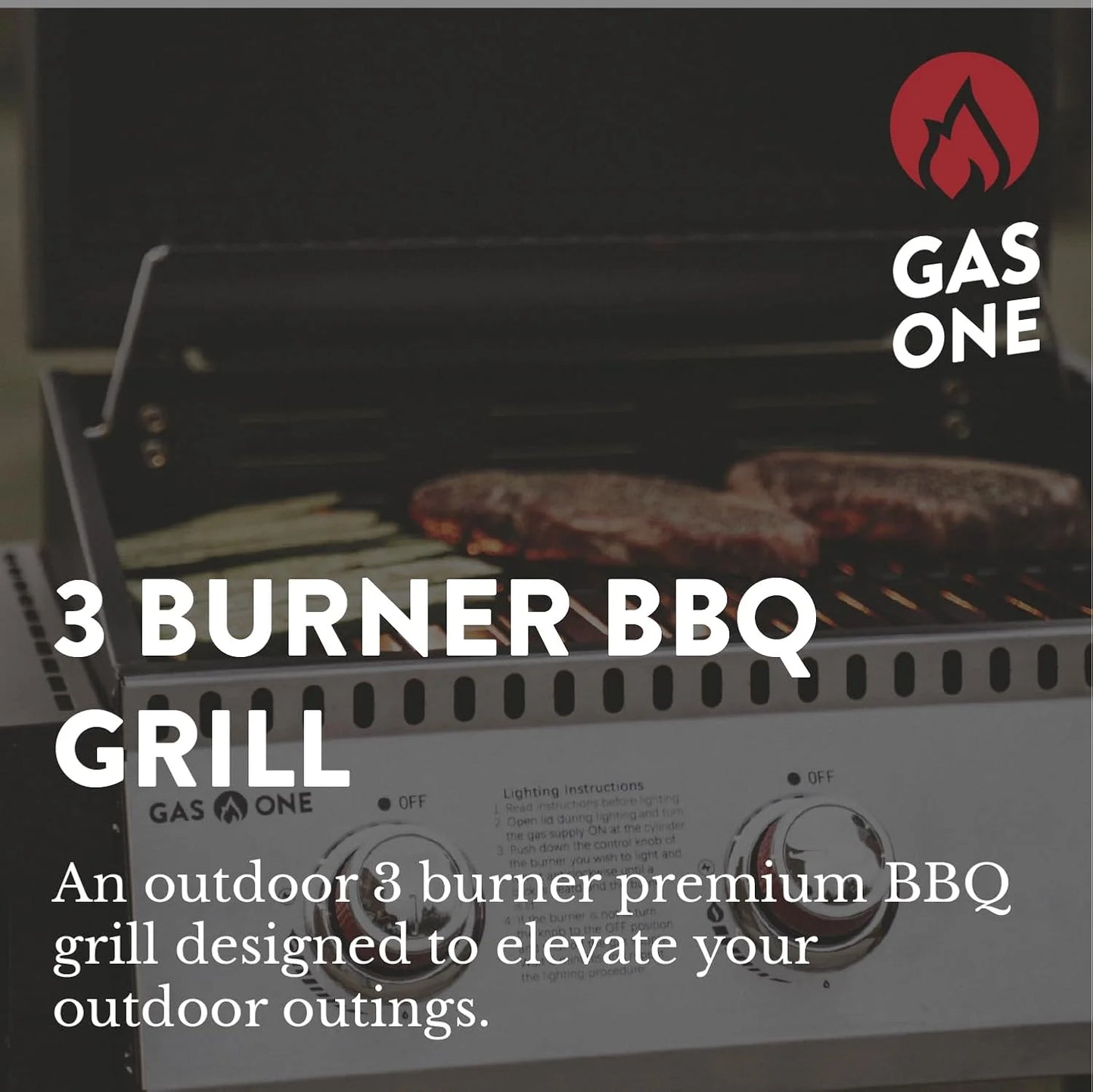 3-Burner Stainless Steel Propane Cabinet Grill with Wheels