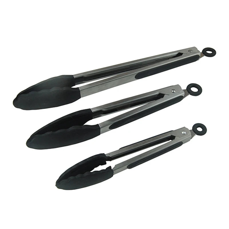 1PC 7/9/12Inch Silicone Kitchen Bbq Stainless Steel Silicone Kitchen Bbq Steak Bbq Bread Food Clip